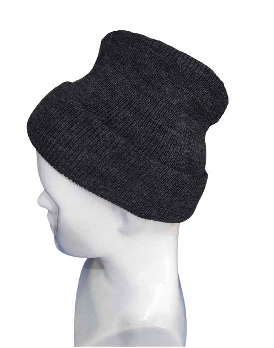 Pure Wool Ribbed Cap dark  Grey